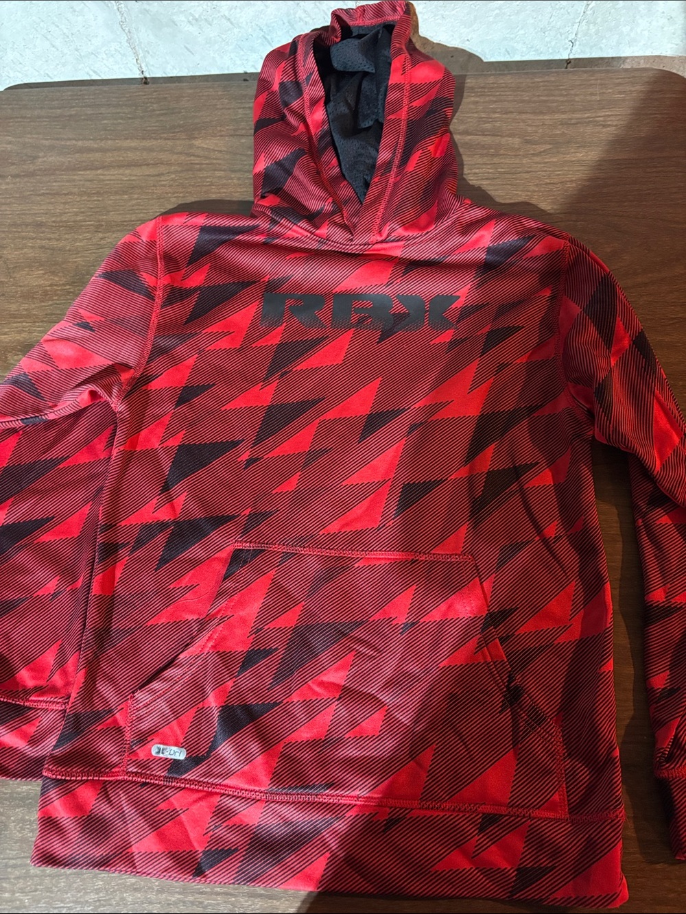 RBX Red and Black Striped Performance Hoodie